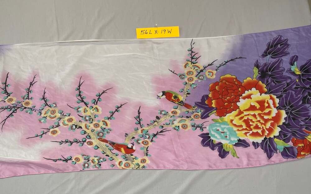 Floral Bird Print Lightweight Scarf – Boho Nature Botanical Wrap 56” x 19”